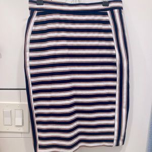 Blue, white, yellow striped pencil skirt - Banana Republic. Gently used.